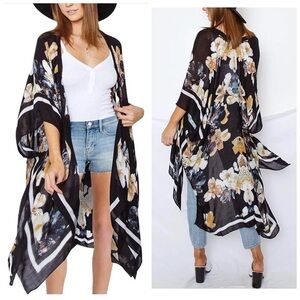 Moss Rose Women Summer Kimono // Cover Ups One Size Floral Print